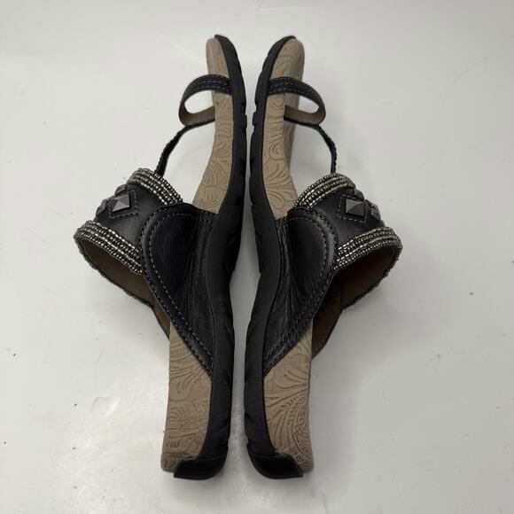 TAOS Sandals Women's 10 Pewter Genie BOHO Studded Beaded Metallic Comfort Luxury - Picture 8 of 10